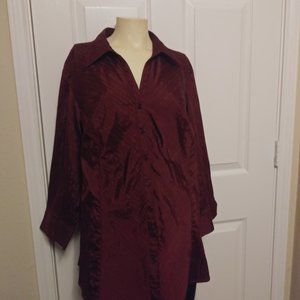 Dressbarn Ladies Burgundy Button Down Shirt